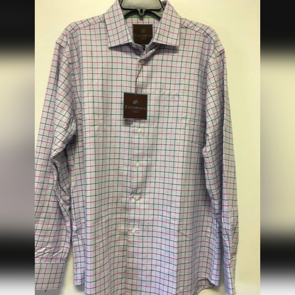 Tattersall London, Long Sleeve Button Down Shirt - 16 x 34/35